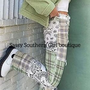 ⭐🆕High Waisted patchwork jean pants